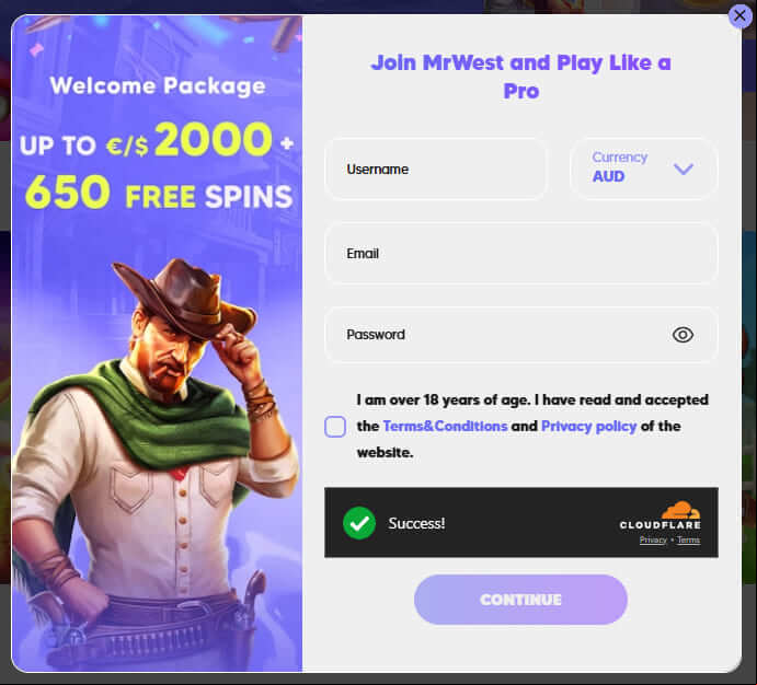 mrwest casino registration process